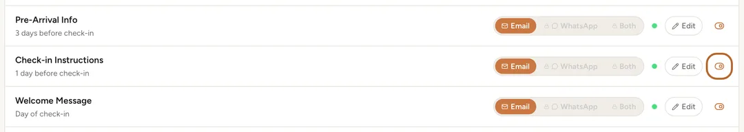 Screenshot: Switch a message on or off