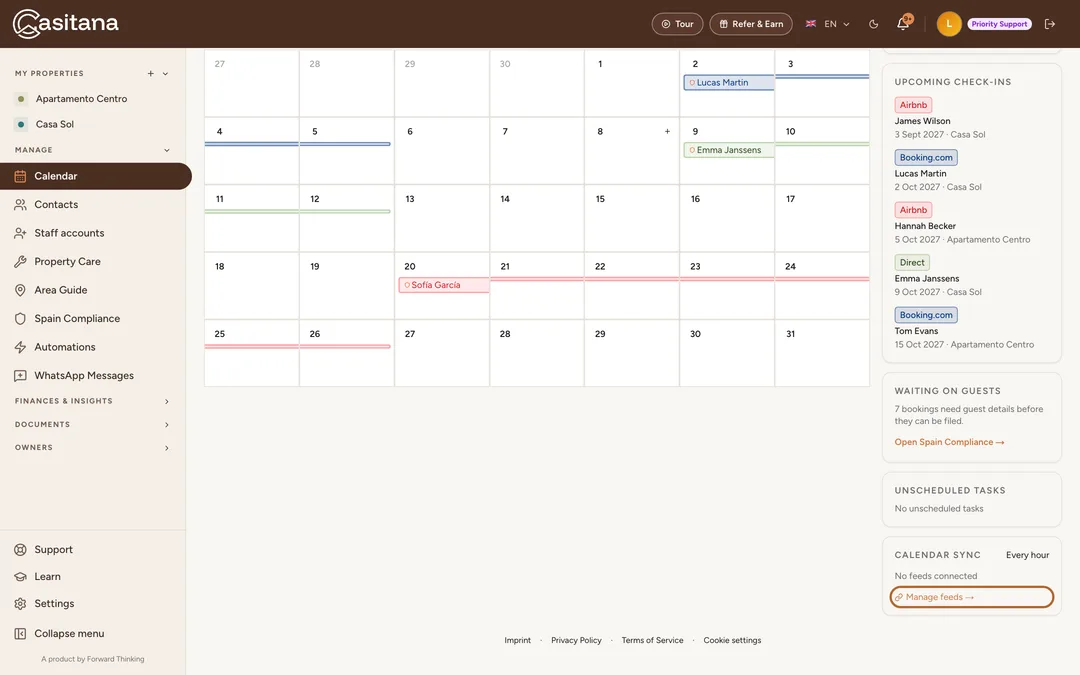 Screenshot: Open the calendar sync