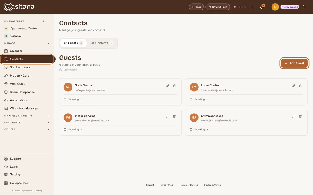 Screenshot: Open Contacts