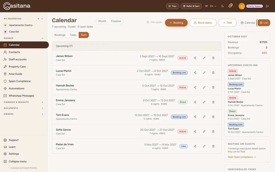 Screenshot: Switch to List