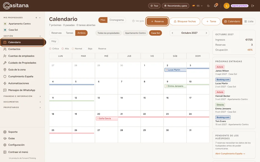 Captura de pantalla: Abre el calendario