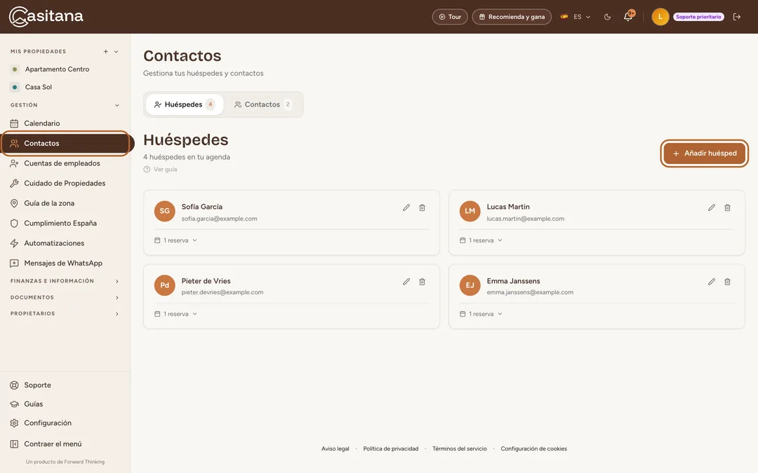 Captura de pantalla: Abre Contactos