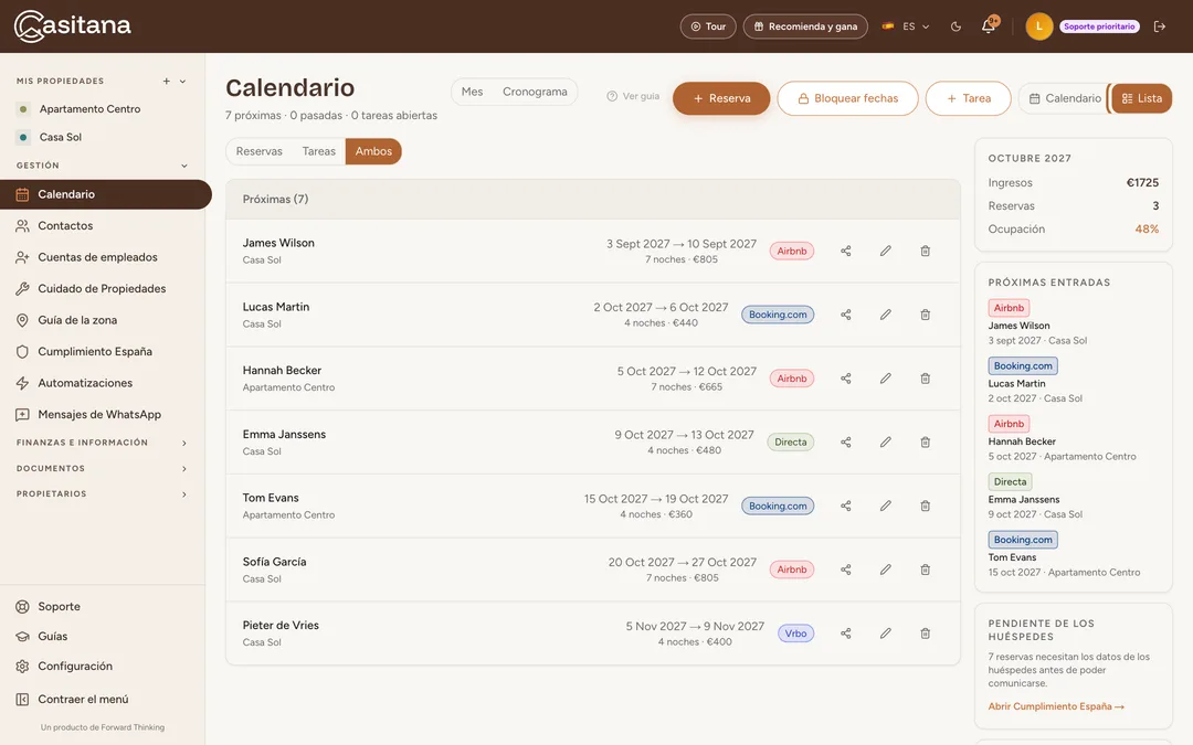 Captura de pantalla: Cambia a Lista