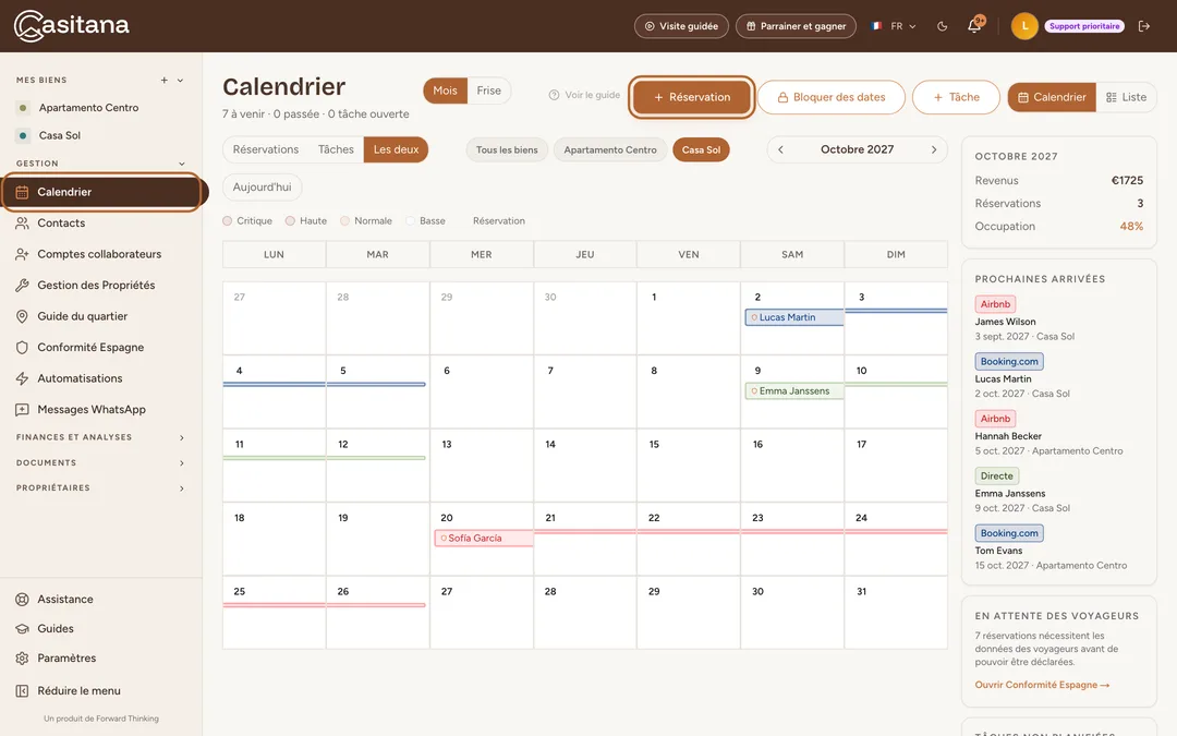Capture d’écran : Ouvrez le calendrier