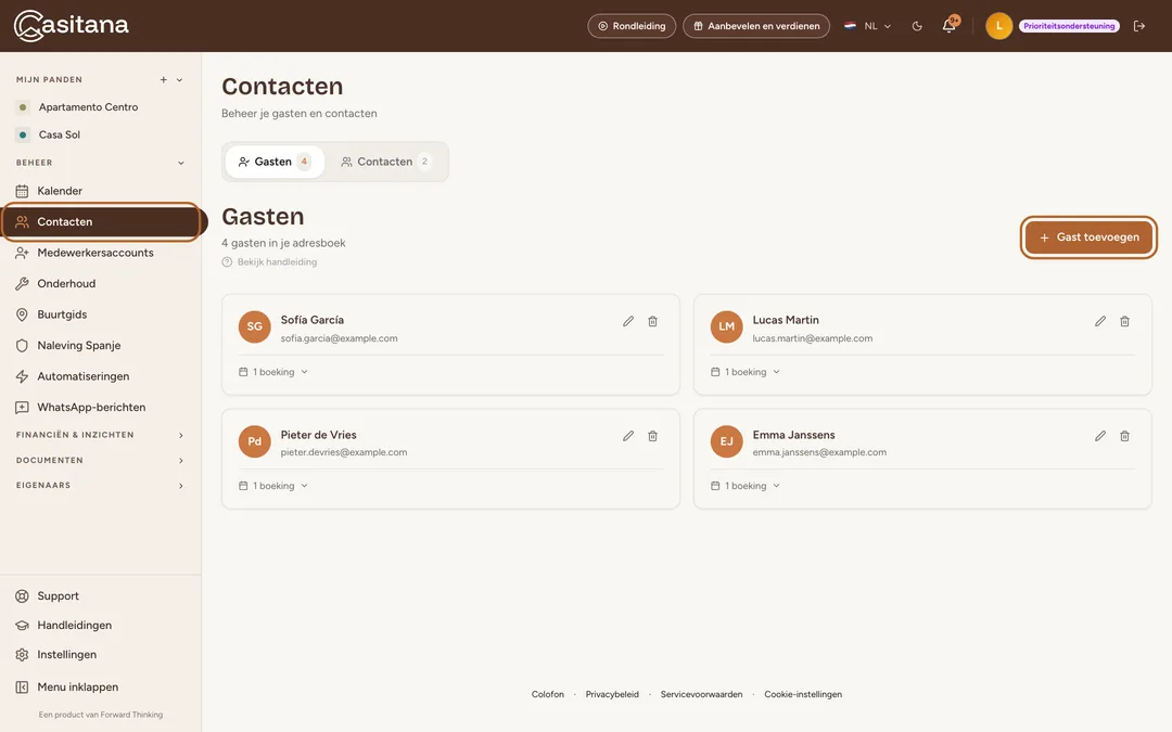 Schermafbeelding: Open Contacten