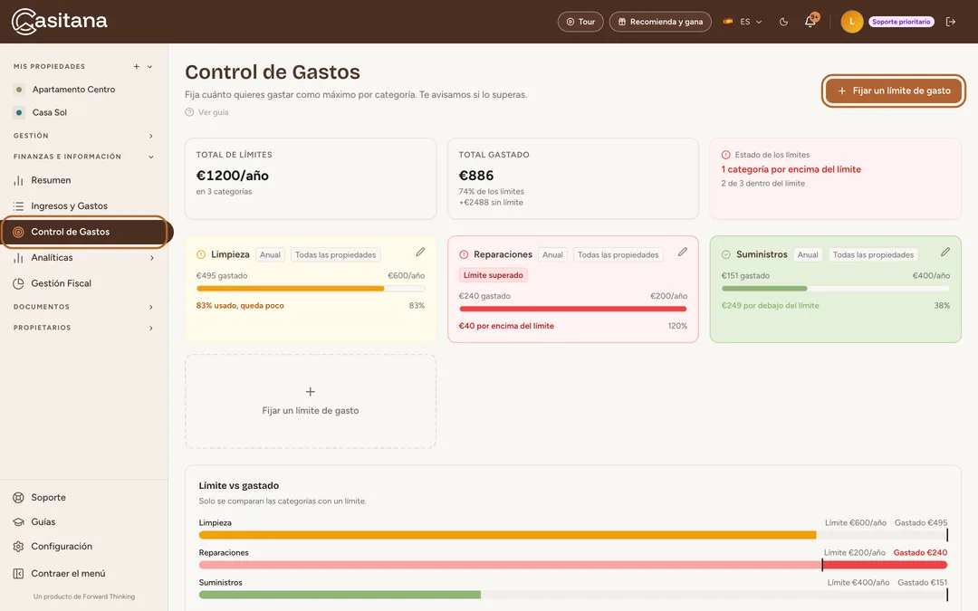 Captura de pantalla: Abre Control de Gastos