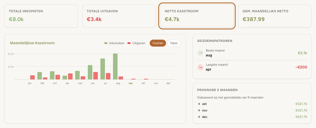 Schermafbeelding: Kasstroom