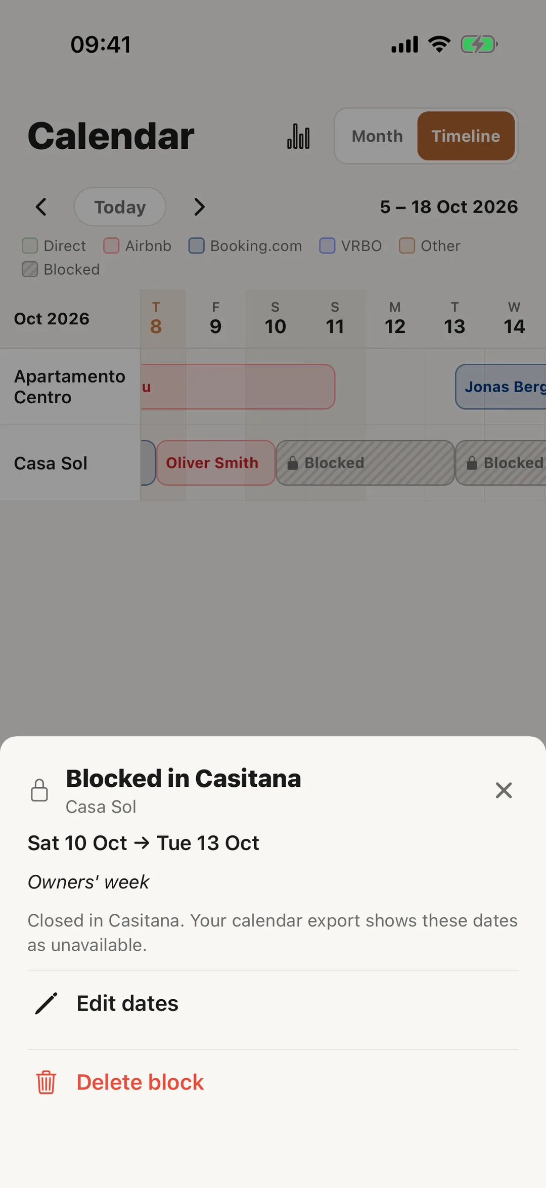 Screenshot: In the app