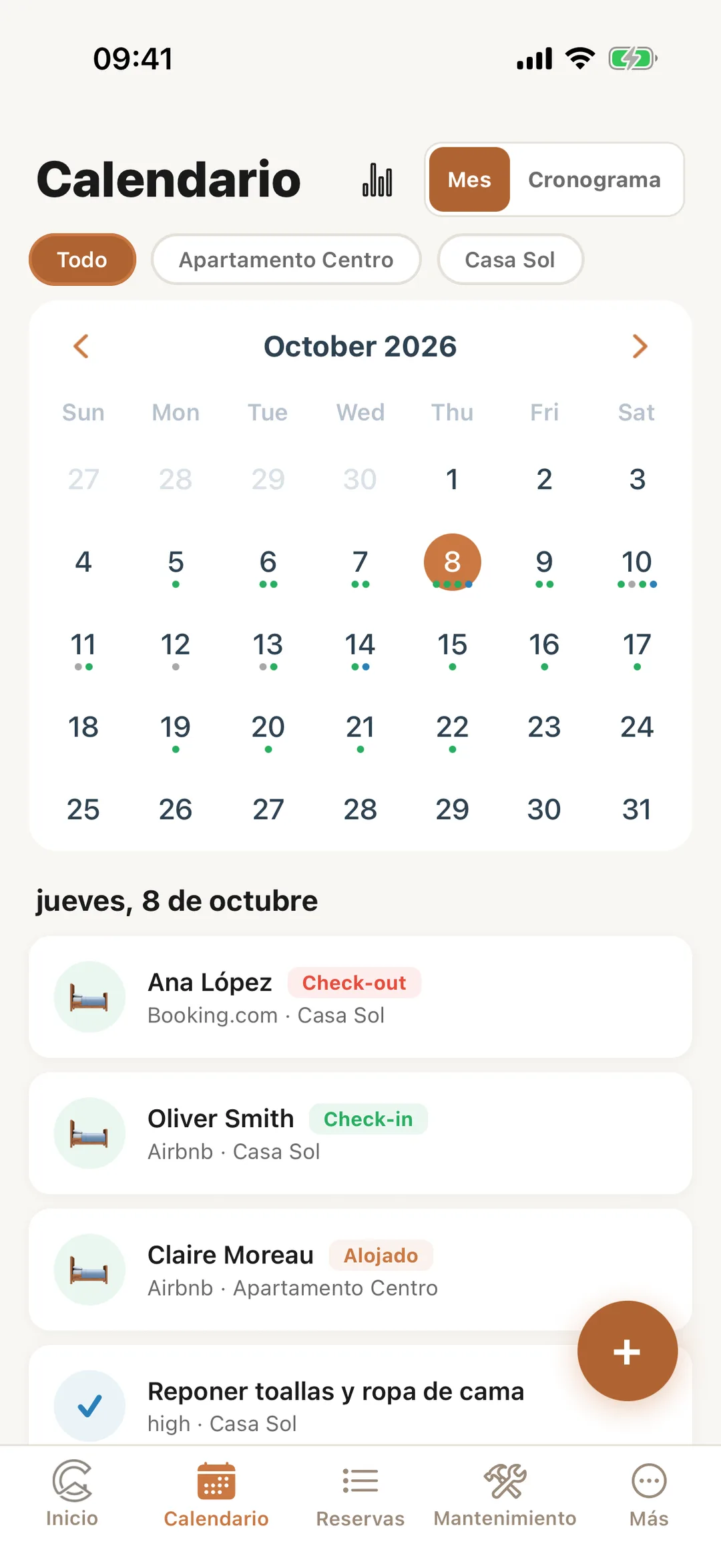 Captura de pantalla: El mes en la app