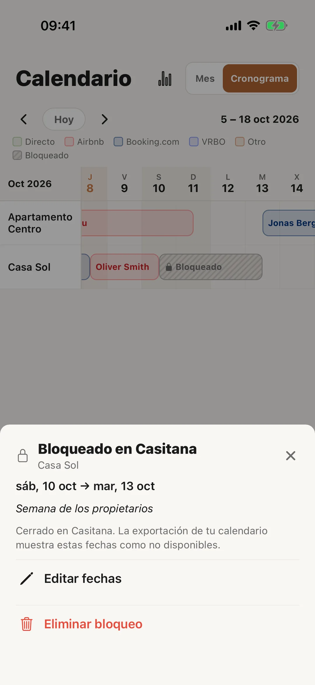 Captura de pantalla: En la app