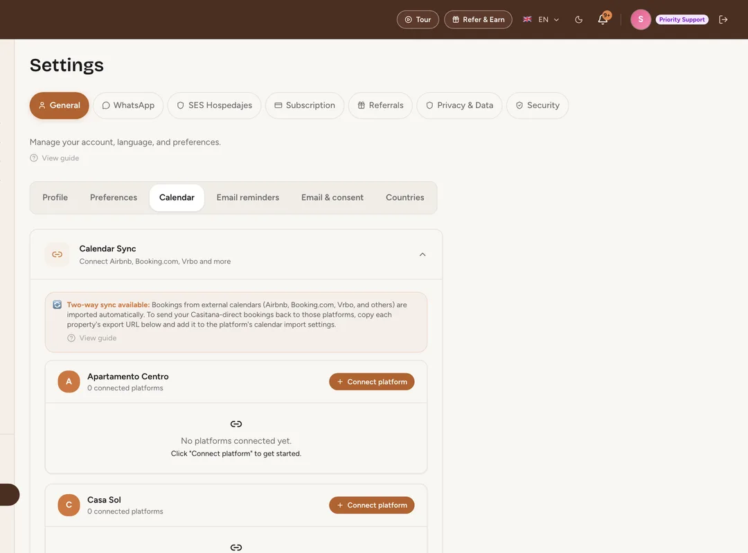Screenshot: Copy your export link