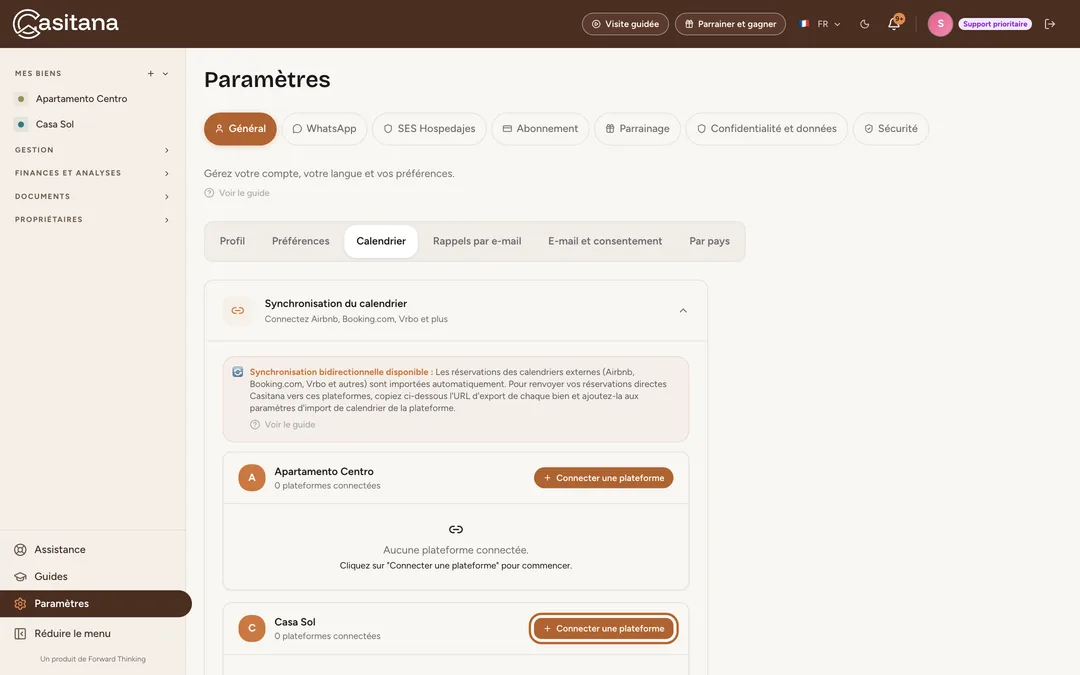 Capture d’écran : Ouvrez la synchronisation du calendrier