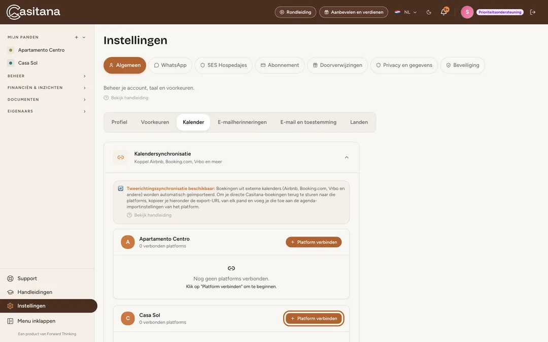 Schermafbeelding: Open de kalendersynchronisatie