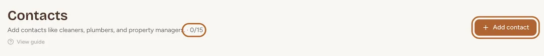 Screenshot: Contacts per plan