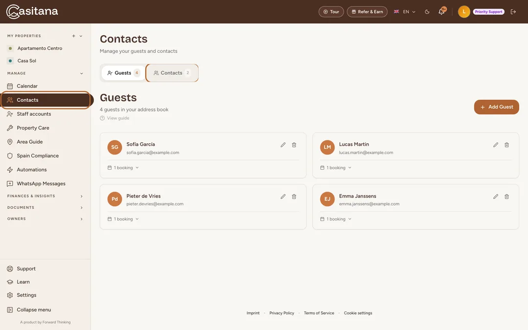 Screenshot: Open Contacts