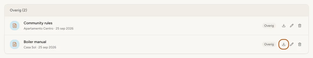Schermafbeelding: Een document downloaden
