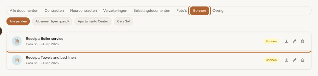 Schermafbeelding: De bonnen van je uitgaven