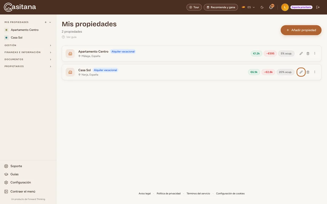 Captura de pantalla: Cambios rápidos desde tu lista