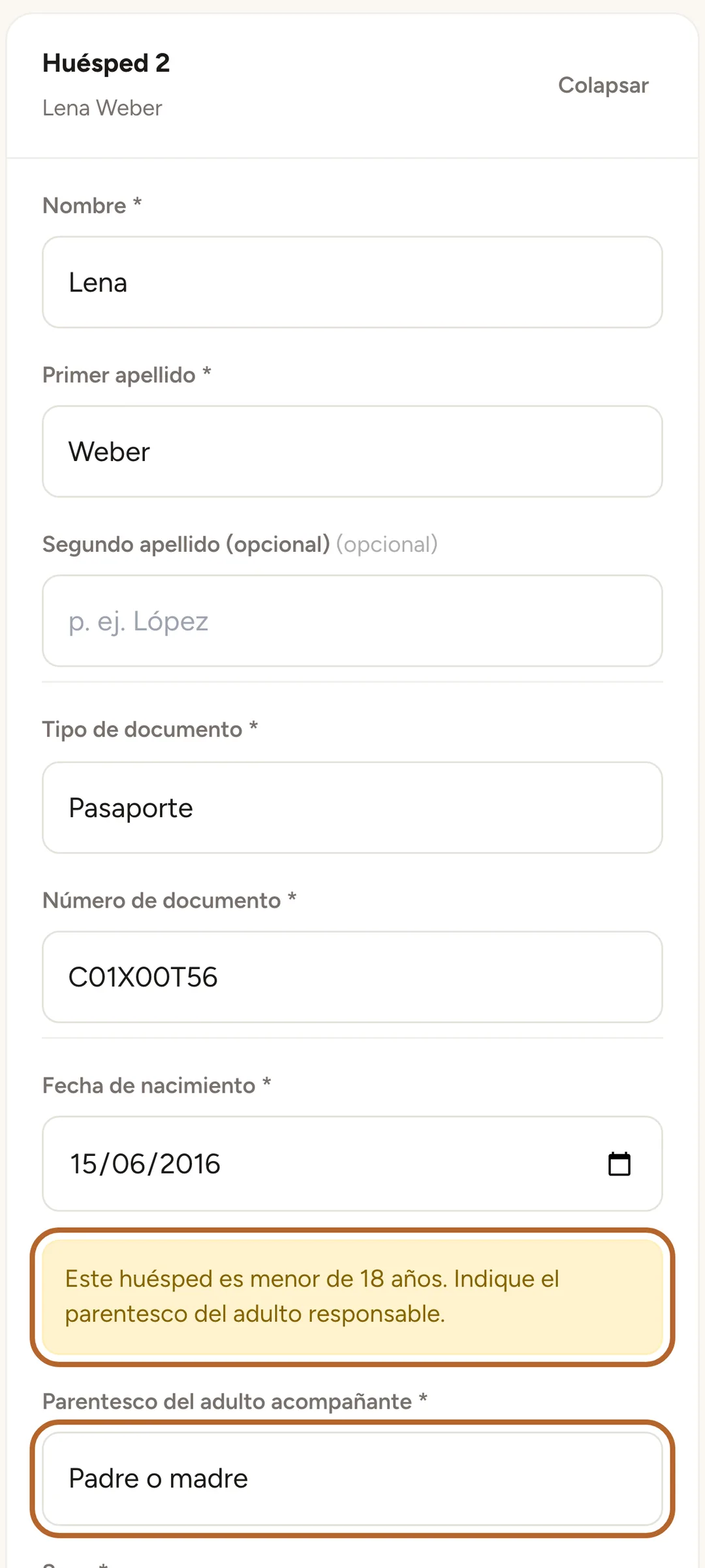 Captura de pantalla: Añade a todos los huéspedes