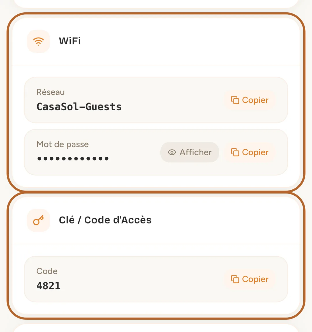 Capture d’écran : Wifi et accès
