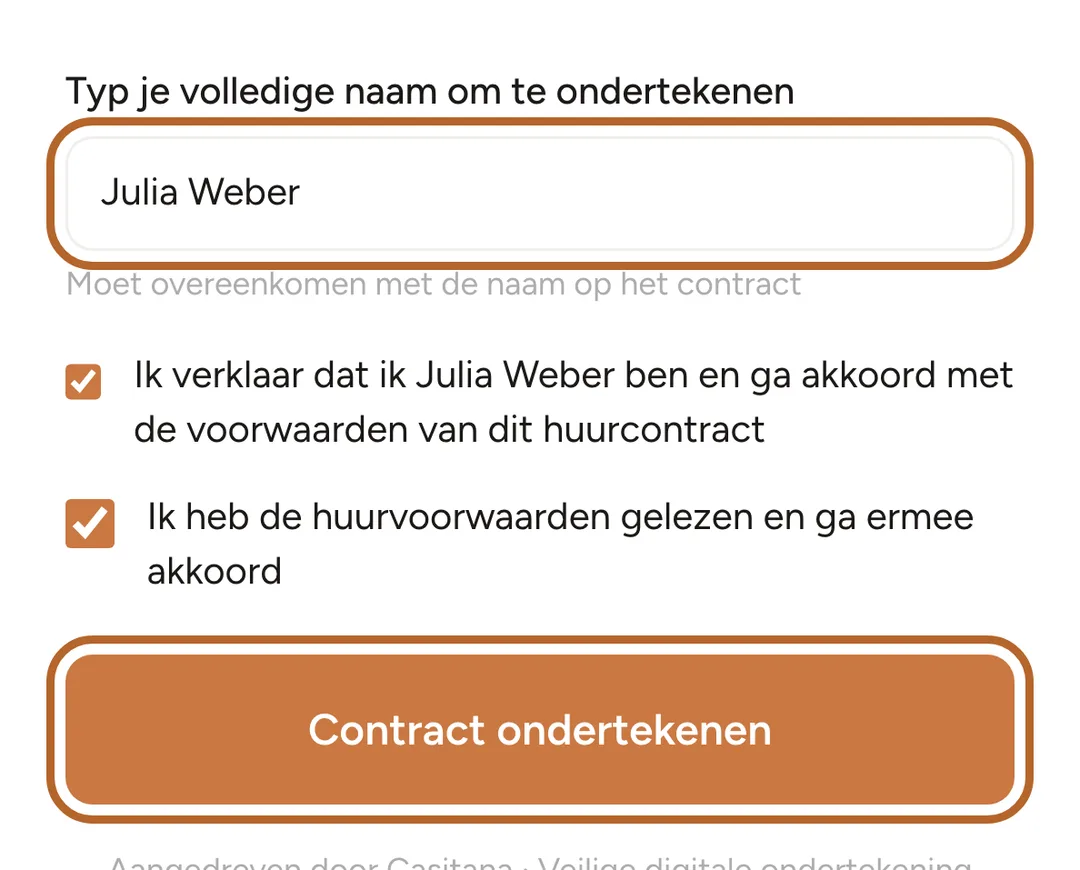 Schermafbeelding: Lees het contract en onderteken het