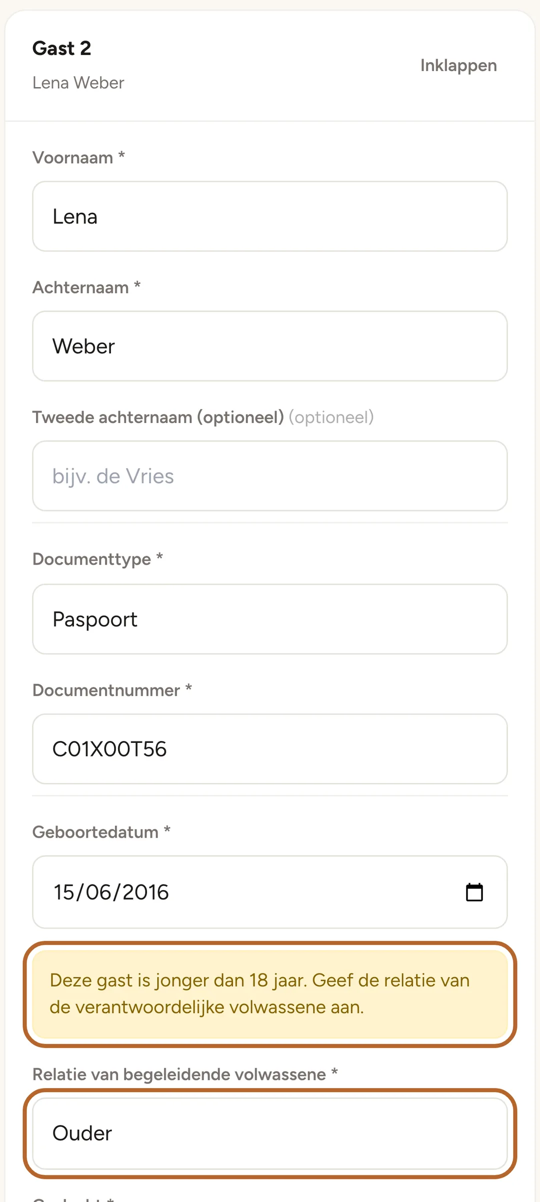 Schermafbeelding: Voeg elke gast toe