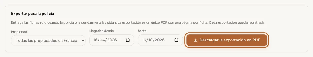 Captura de pantalla: Exporta las fichas