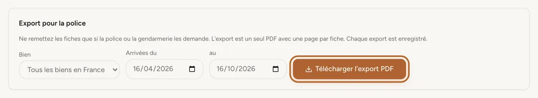 Capture d’écran : Exporter les fiches
