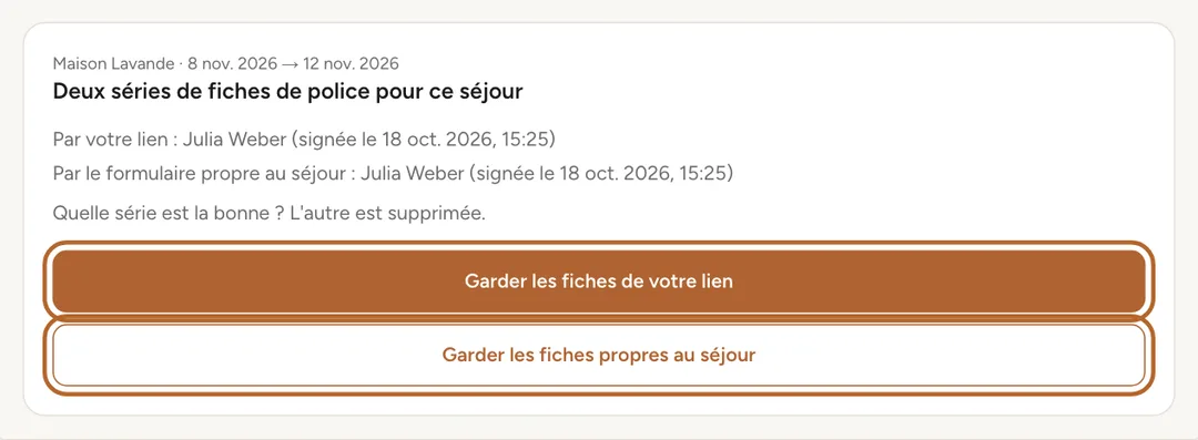 Capture d’écran : Deux jeux de fiches pour un séjour