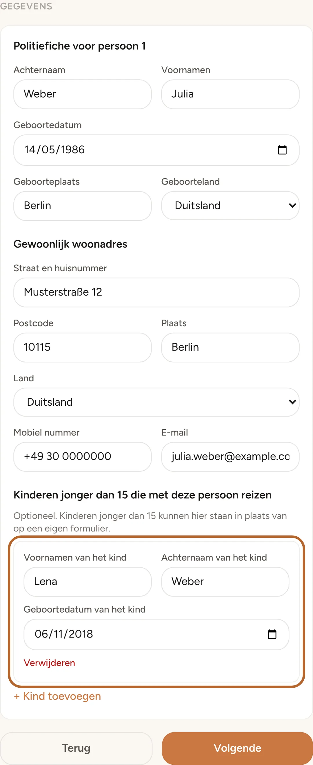 Schermafbeelding: Eén pagina per persoon