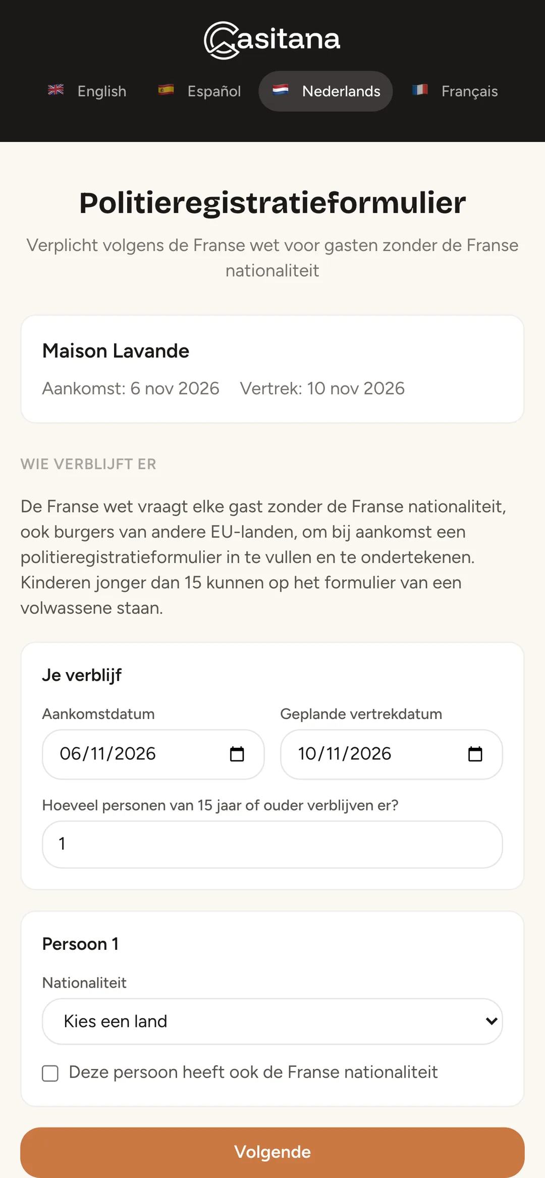 Schermafbeelding: Wie er verblijft