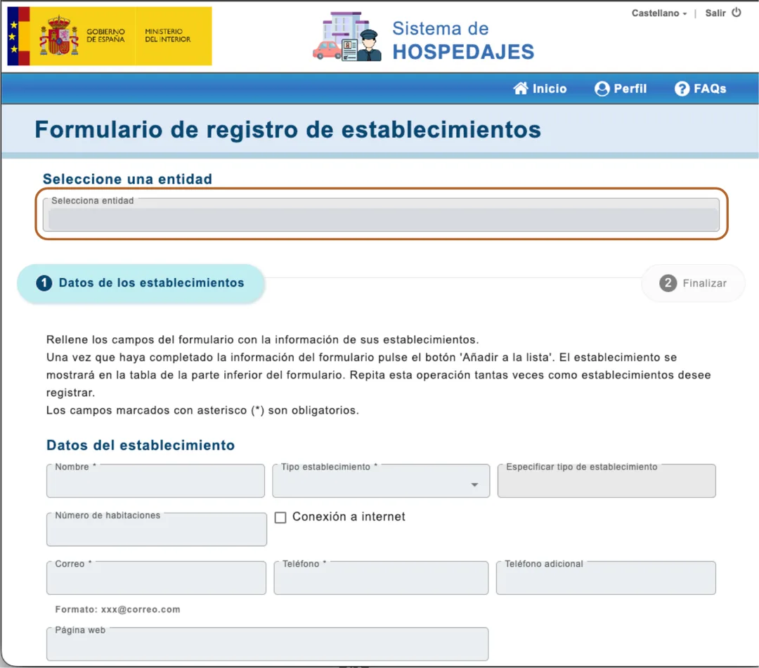 Screenshot: Fill in the property