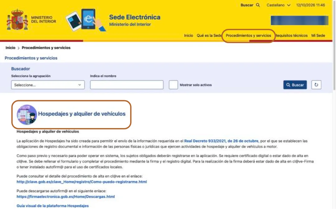 Screenshot: Find the procedure