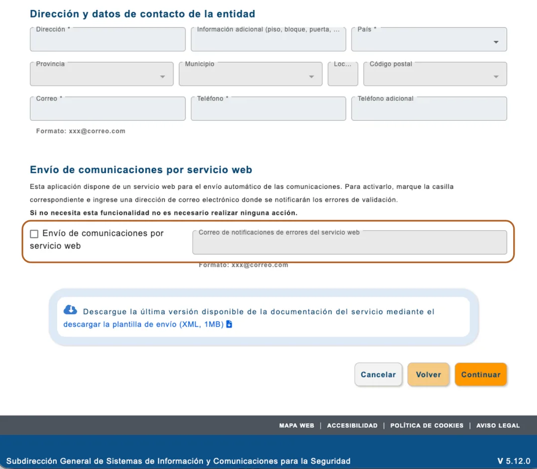 Captura de pantalla: Activa el servicio web