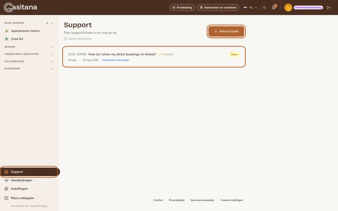 Schermafbeelding: Open Support