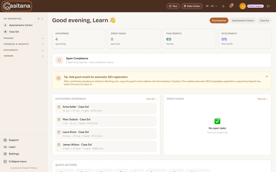 Screenshot: Back to your home page