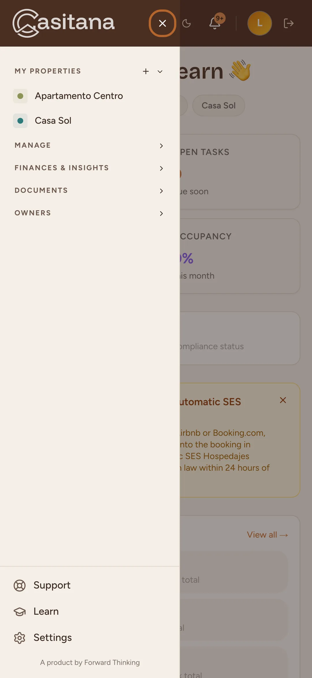 Screenshot: Open the menu on a phone