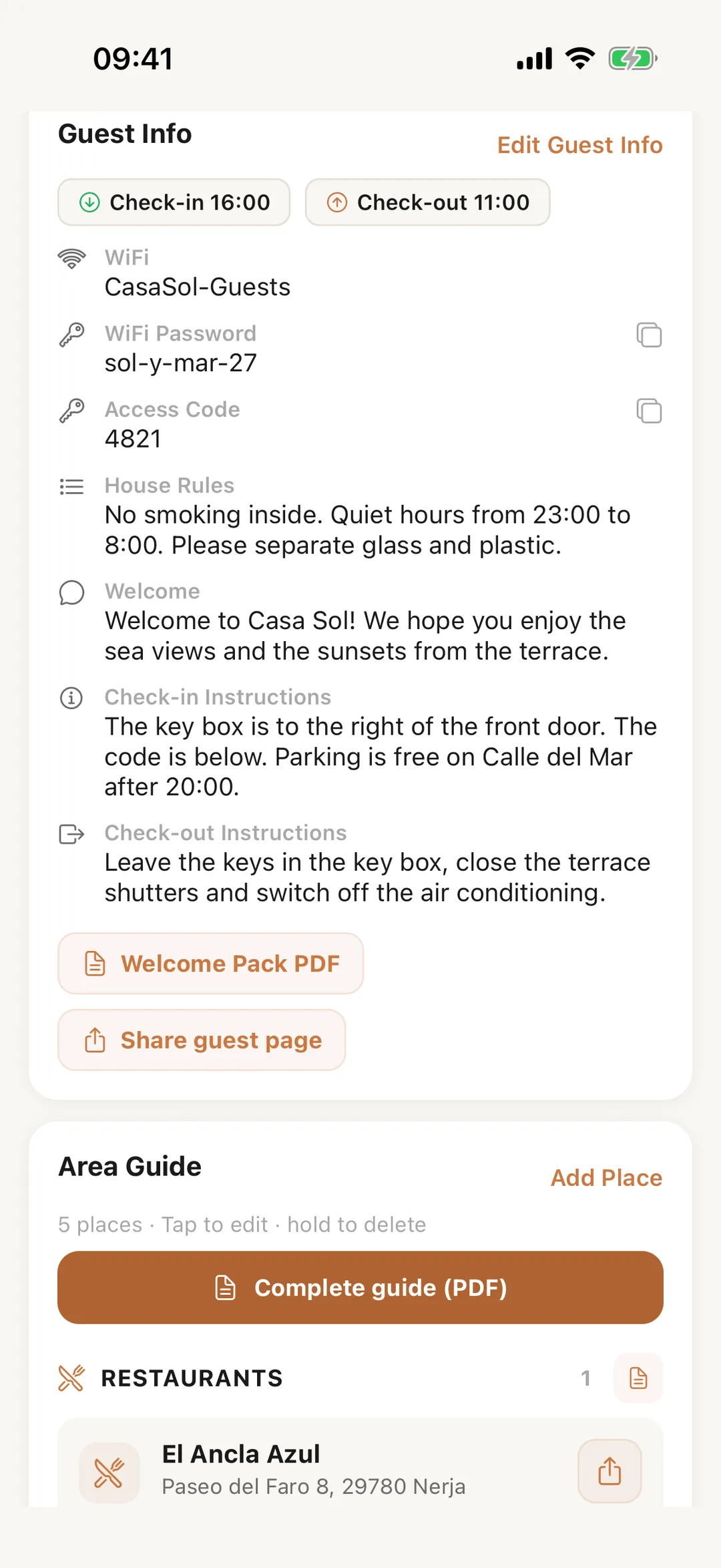 Screenshot: On the property’s page