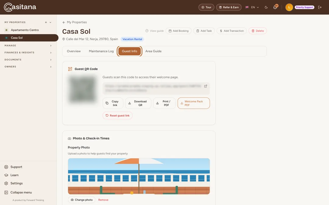 Screenshot: Open the guest page editor