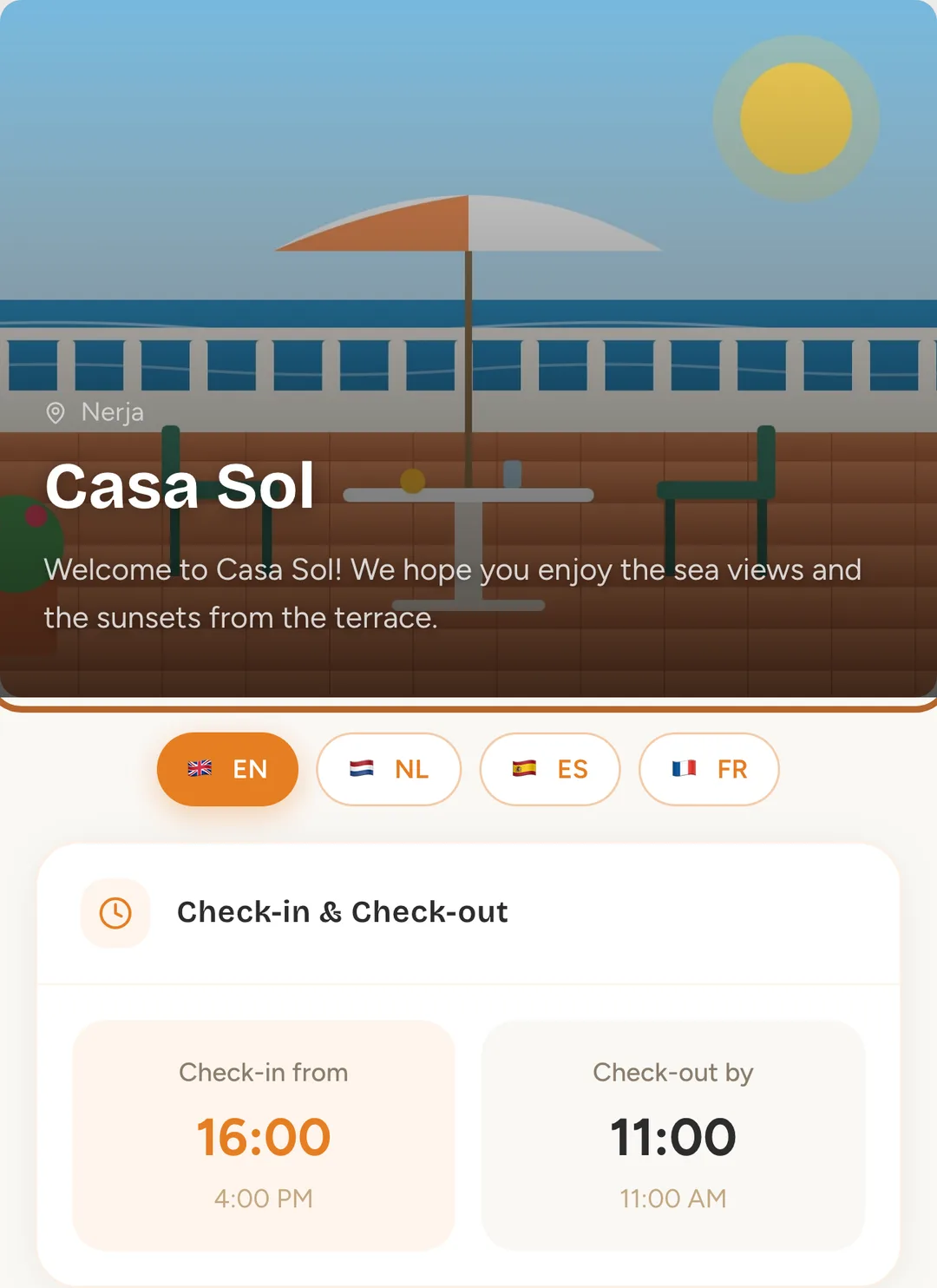 Screenshot: The guest page