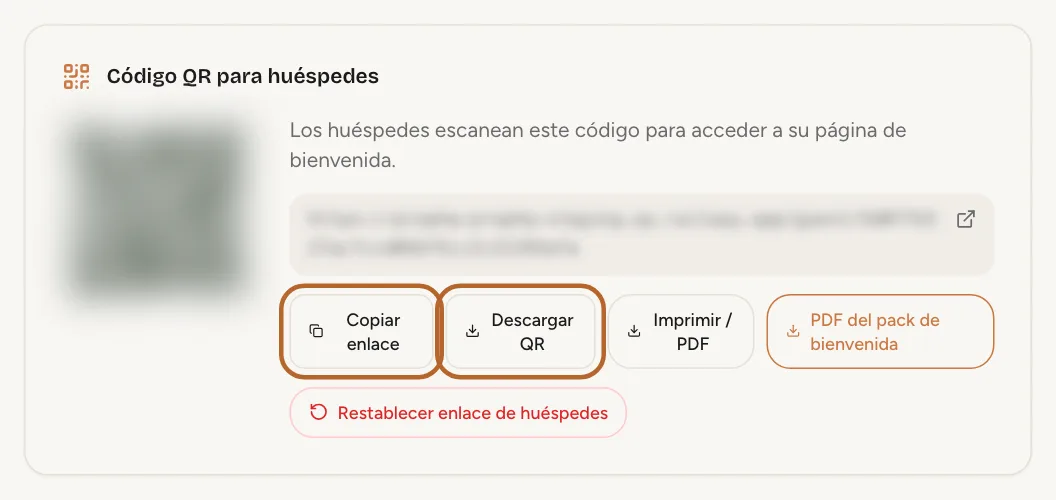 Captura de pantalla: Comparte el enlace o el código QR