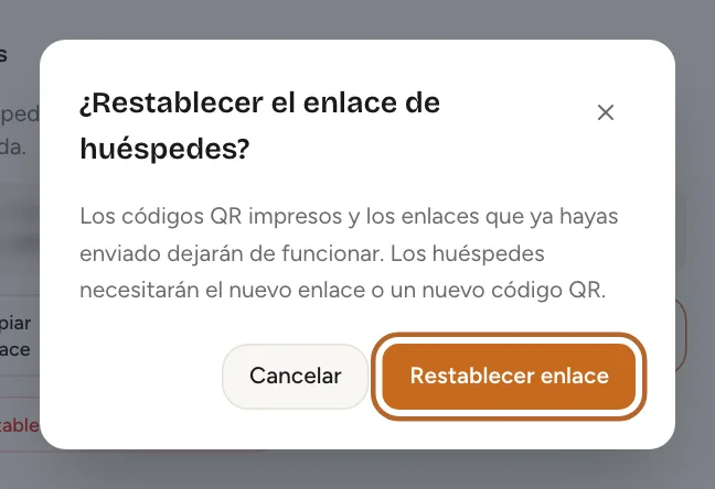 Captura de pantalla: Restablece el enlace