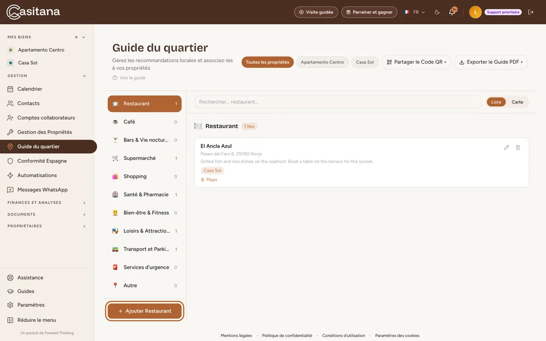 Capture d’écran : Ouvrir le guide du quartier