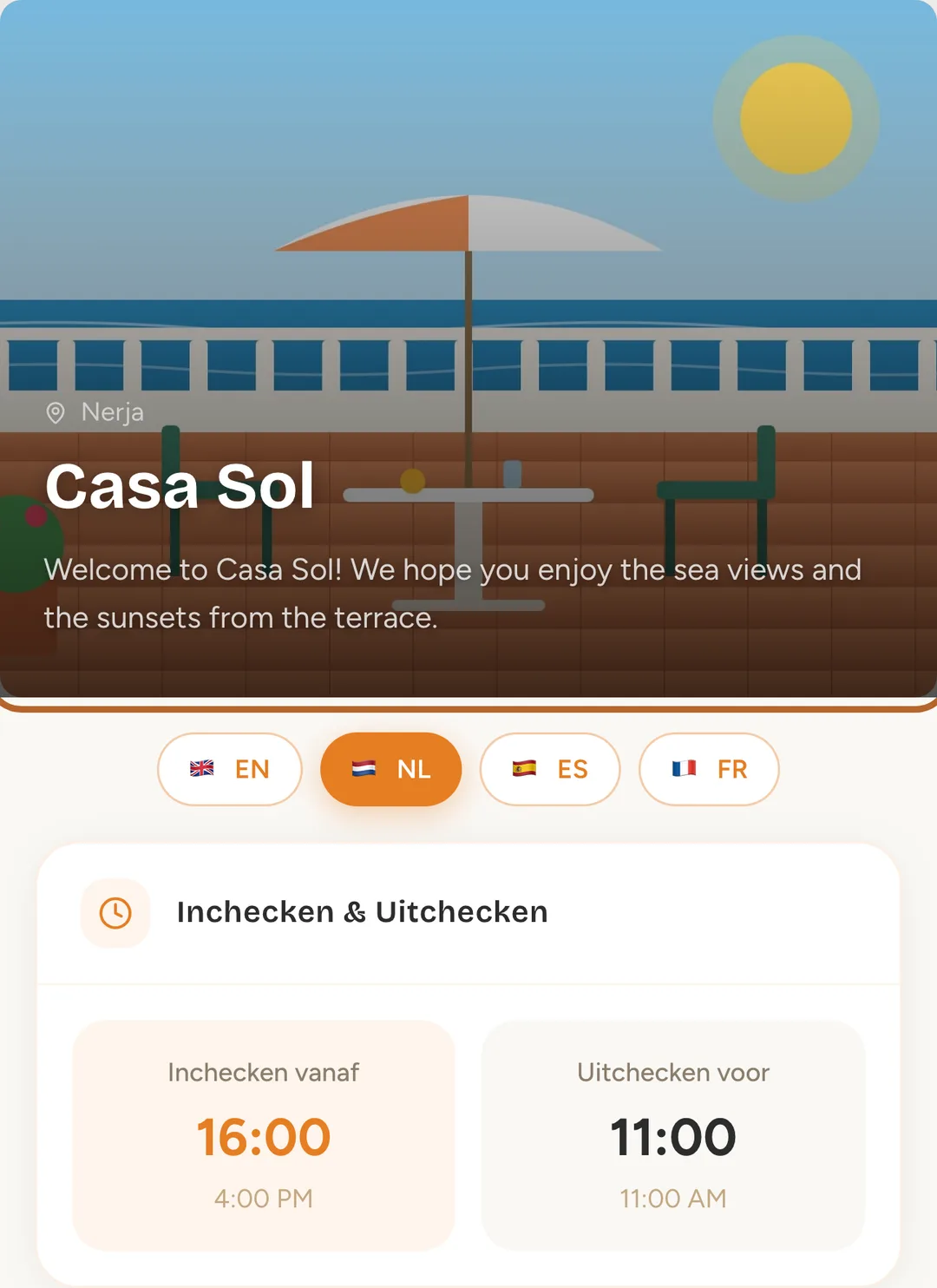 Schermafbeelding: De gastenpagina