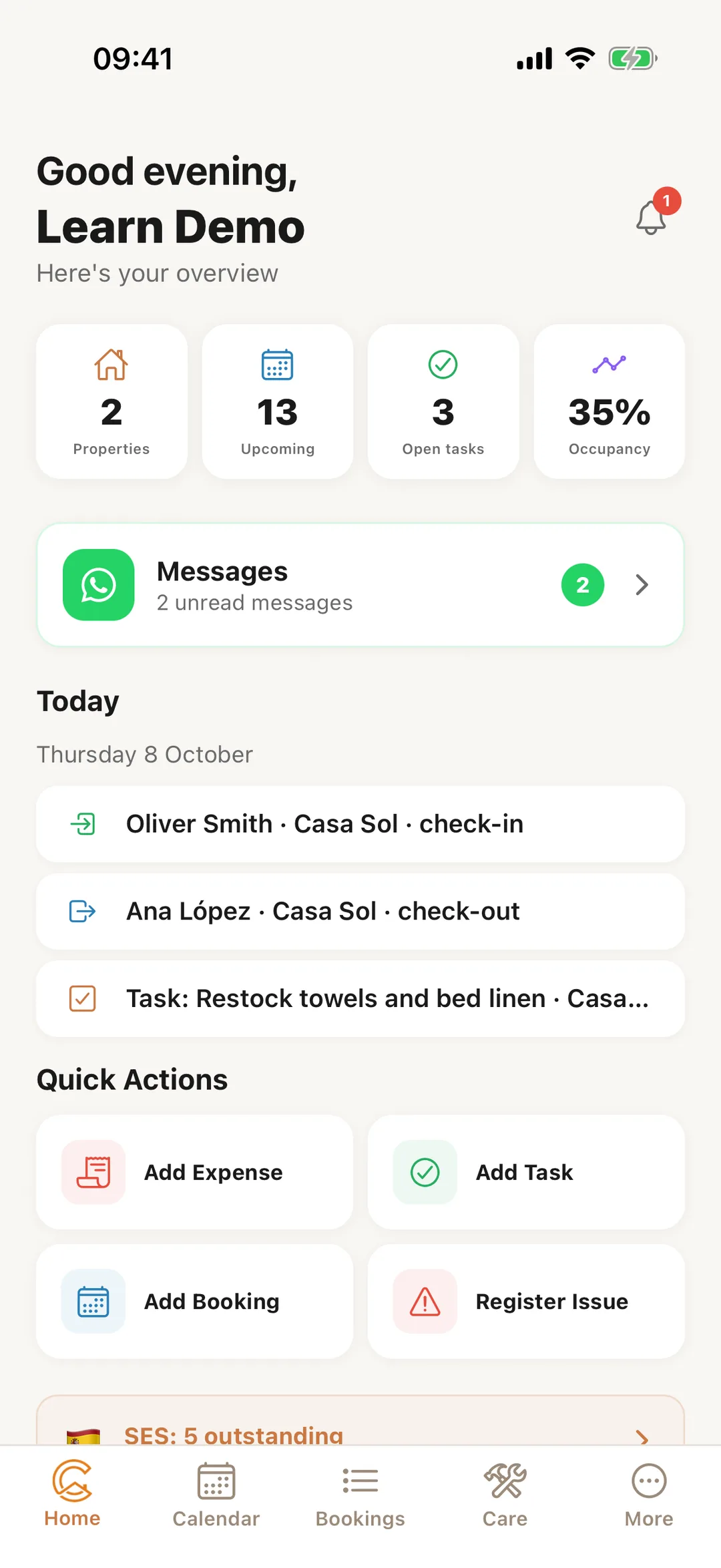 Screenshot: The Home tab