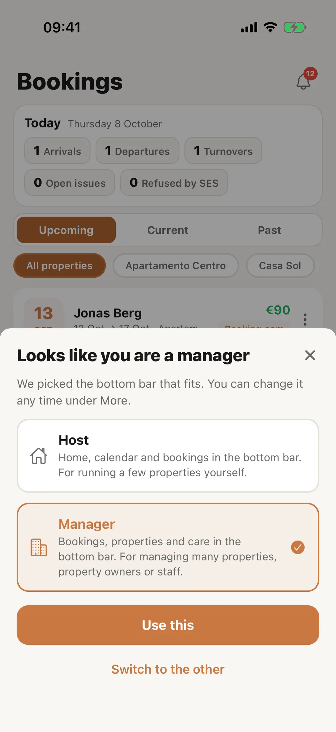 Screenshot: The app suggests one