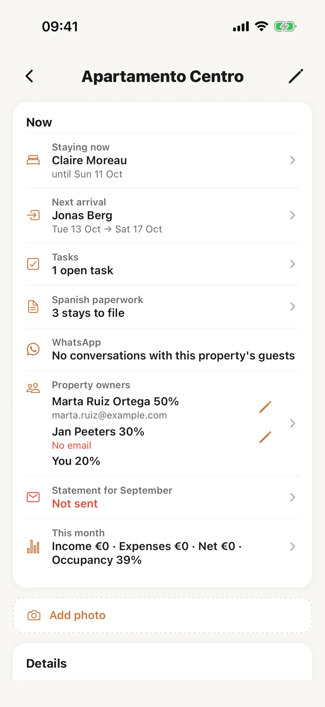 Screenshot: A property, now