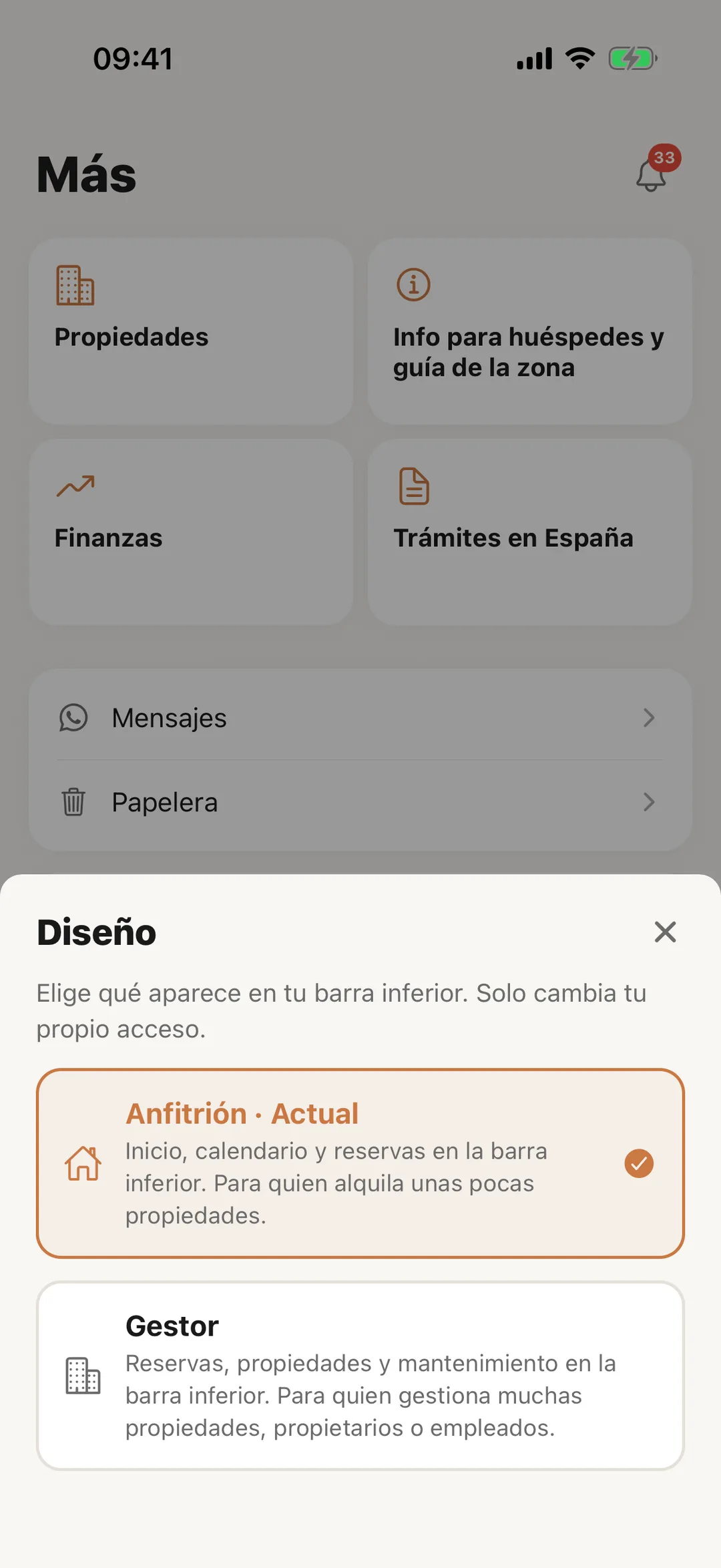 Captura de pantalla: Cambia el diseño