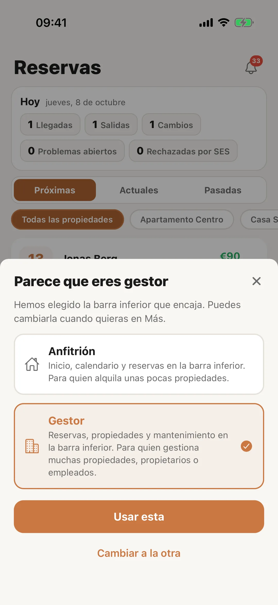 Captura de pantalla: La app te sugiere uno