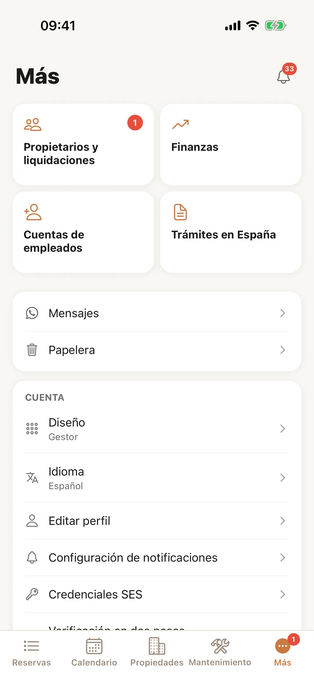Captura de pantalla: Más, como gestor